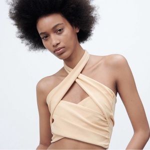 ZARA cropped wrap knit top